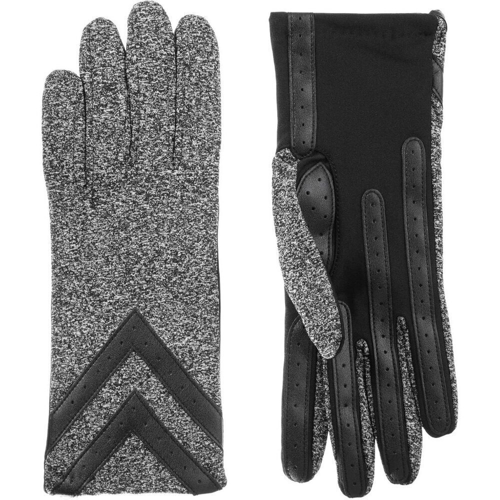Women's Black Heather  Spandex Gloves Warm Fleece Lined Chevron Touchscreen